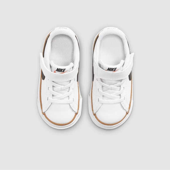 Nike Court Legacy - Kids White and Black Sneakers with Brown Accents - Picture 2 of 9